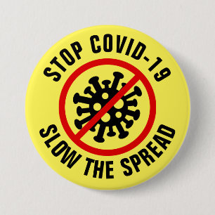 Bóton Redondo 7.62cm Devagar O Vírus Corona 19 Do Covid De Interrupção