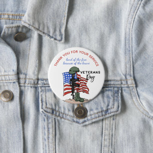 Bóton Redondo 7.62cm Dever ativo ou Exército Veterano Aposentado Obriga