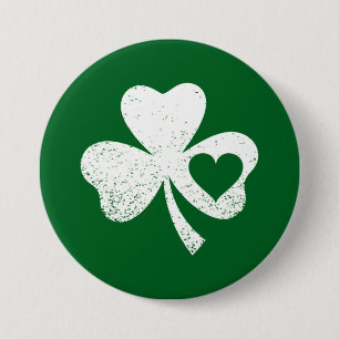 Bóton Redondo 7.62cm Dia de São Patrício Verde Coração de Shamrock Irla
