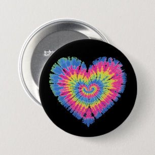 Bóton Redondo 7.62cm Dia dos Namorados de Tie Dye Corações Coloridos 