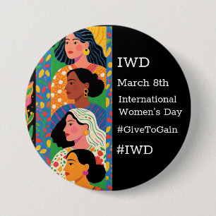 Bóton Redondo 7.62cm Dia Internacional da Mulher   IWD #GivetoGain