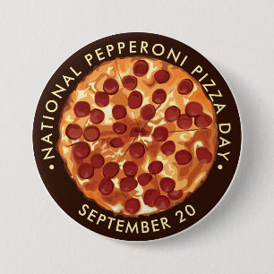Bóton Redondo 7.62cm Dia Nacional da Pizza de Pepperoni em 20 de Setemb