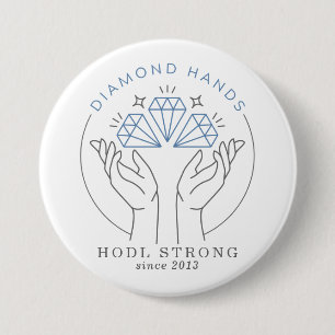 Bóton Redondo 7.62cm Diamond Hands Stock & Crypto Trader Funny
