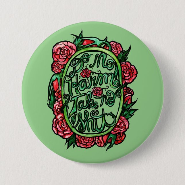 Bóton Redondo 7.62cm Do No Harm take no SH Pagan Wiccan Art (Frente)
