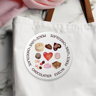 Bóton Redondo 7.62cm Doce Chique Colorido Paz Amor Chocolate Doce