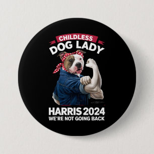 Bóton Redondo 7.62cm Dona de Cachorro sem Filhos Está Votando Kamala El