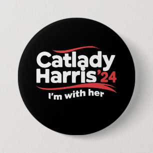 Bóton Redondo 7.62cm Dona dos Gatos Kamala Harris 2024 Estou Com Ela