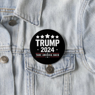 Bóton Redondo 7.62cm Donald Trump 2024 De Volta à América Eleições