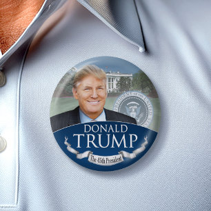 Bóton Redondo 7.62cm Donald Trump, 45º presidente da Casa Branca de Fo