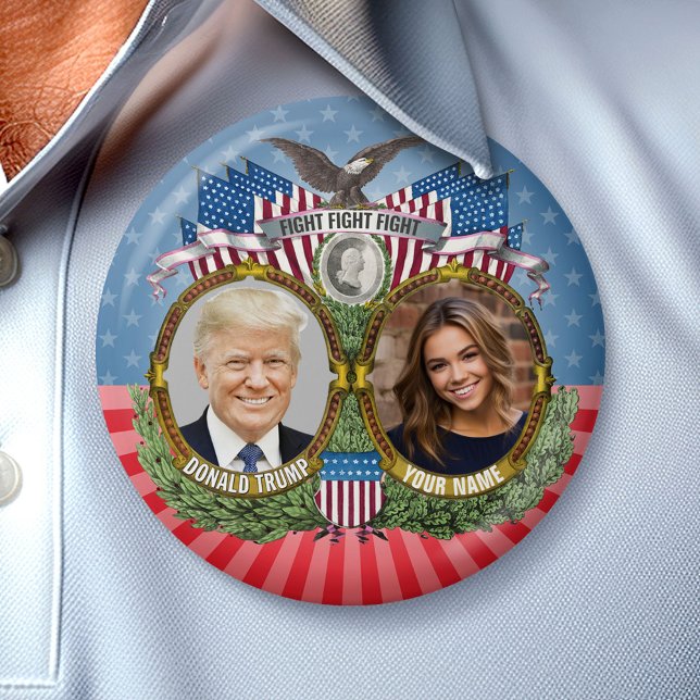 Bóton Redondo 7.62cm Donald Trump e sua foto - Gag Gift (Campaign Button)