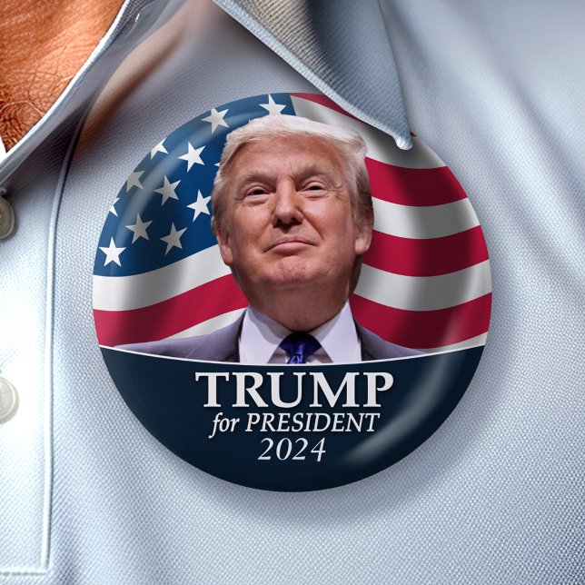 Bóton Redondo 7.62cm Donald Trump Foto - Presidente 2024 (Trump Campaign Button - Perfect for the next election rally)