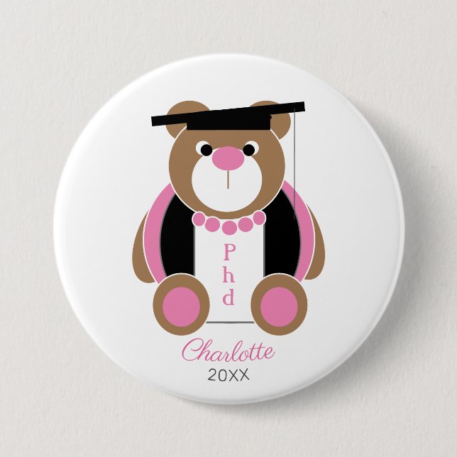 Bóton Redondo 7.62cm Doutorado em parabéns de doação de filosofia (Frente)