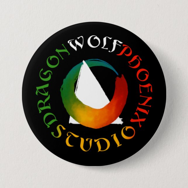 Bóton Redondo 7.62cm Dragon Wolf Phoenix Studio Button (Frente)