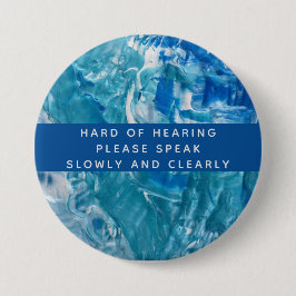 Bóton Redondo 7.62cm Duro branco azul-teta com Abstrato de audição de 3