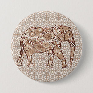 Bóton Redondo 7.62cm Elefante branco - castanho e esticado