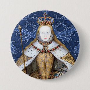 Bóton Redondo 7.62cm Elizabeth Tudor, Rainha da Inglaterra
