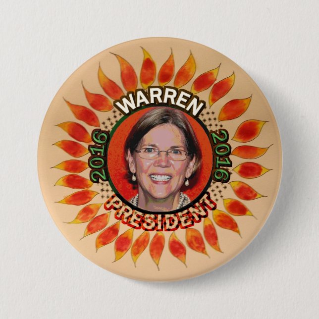 Bóton Redondo 7.62cm Elizabeth Warren para o presidente 2016 (Frente)