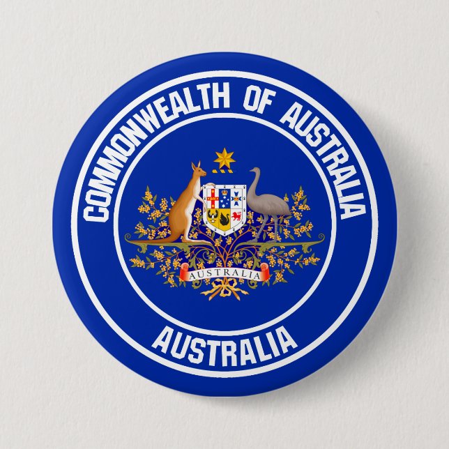 Bóton Redondo 7.62cm Emblem Redonda Austrália (Frente)