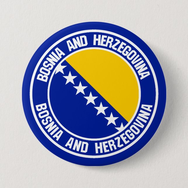 Bóton Redondo 7.62cm Emblem redonda da Bósnia-Herzegovina (Frente)