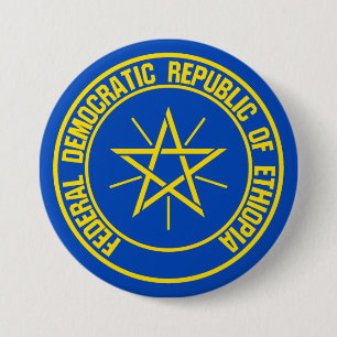 Bóton Redondo 7.62cm Emblem redonda da Etiópia