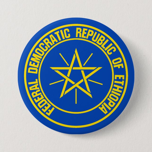 Bóton Redondo 7.62cm Emblem redonda da Etiópia (Frente)