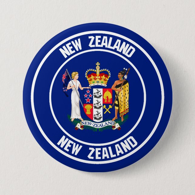 Bóton Redondo 7.62cm Emblem redonda Nova Zelândia (Frente)