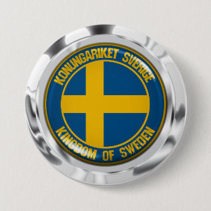 Bóton Redondo 7.62cm Emblem suecia redonda
