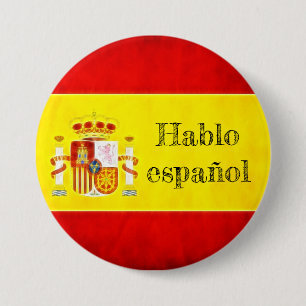 Bóton Redondo 7.62cm Emblema bandeira Espanha “Hablo español "