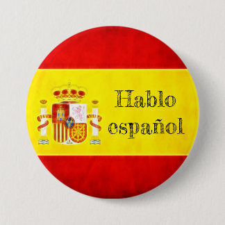 Bóton Redondo 7.62cm Emblema bandeira Espanha “Hablo español "