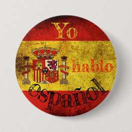 Bóton Redondo 7.62cm Emblema bandeira Espanha “Yo hablo español "
