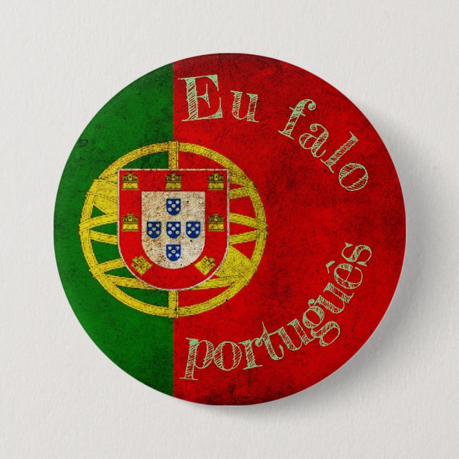 Bóton Redondo 7.62cm Emblema bandeira ter falo português (Frente)
