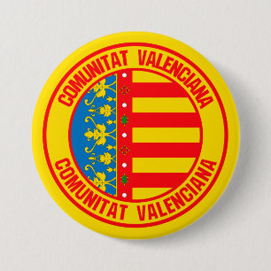 Bóton Redondo 7.62cm Emblema Redondo da Comunidade Valenciana