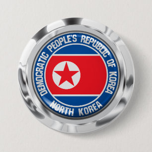 Bóton Redondo 7.62cm Emblema redondo da Coreia do Norte
