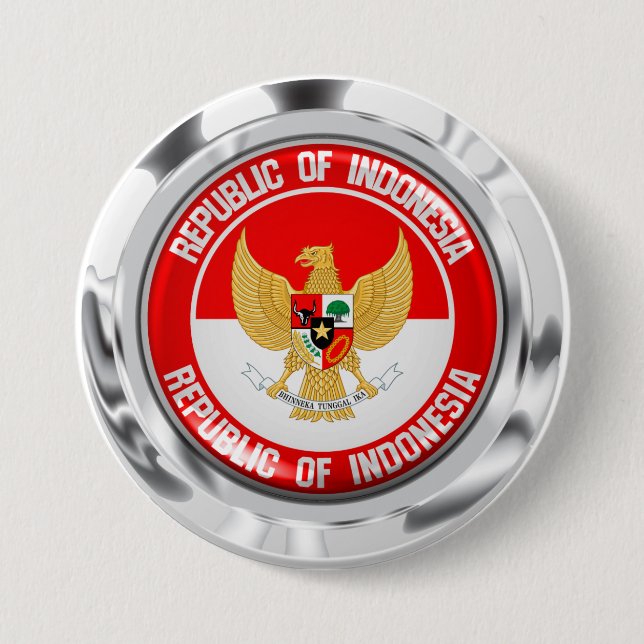 Bóton Redondo 7.62cm Emblema redondo da Indonésia (Frente)