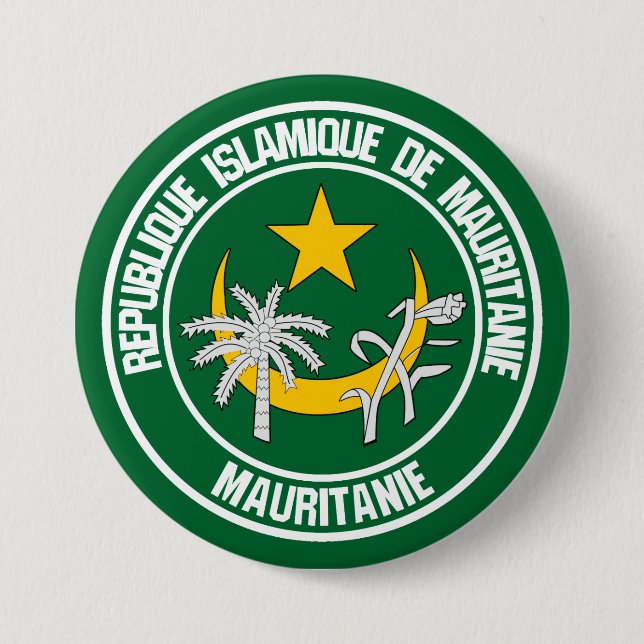 Bóton Redondo 7.62cm Emblema Redondo da Mauritânia (Frente)
