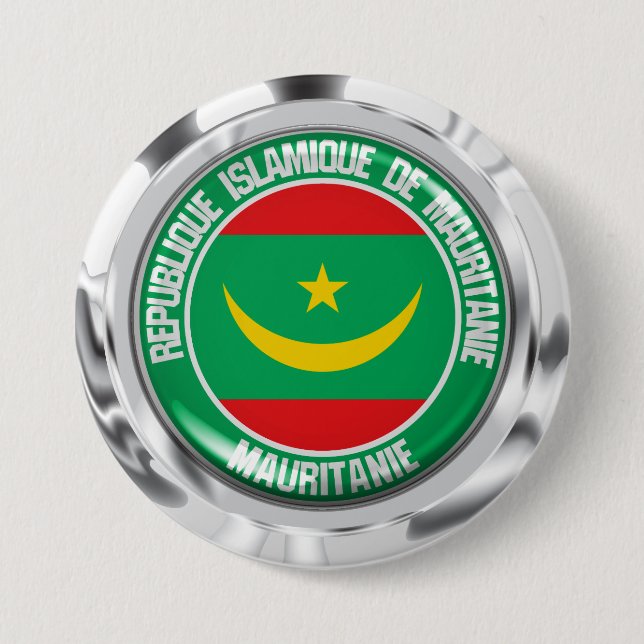 Bóton Redondo 7.62cm Emblema Redondo da Mauritânia (Frente)