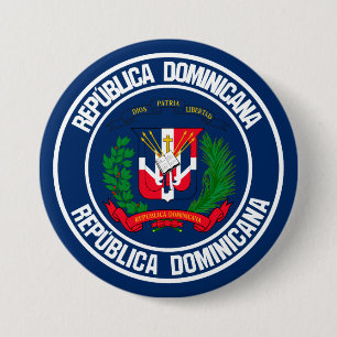 Bóton Redondo 7.62cm Emblema redondo da República Dominicana