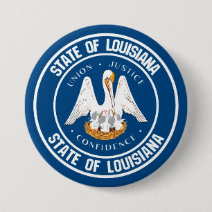 Bóton Redondo 7.62cm Emblema redondo de Louisiana