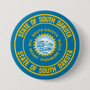 Bóton Redondo 7.62cm Emblema redondo de South Dakota