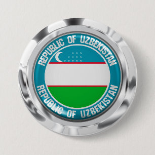 Bóton Redondo 7.62cm Emblema redondo de Uzbekistan