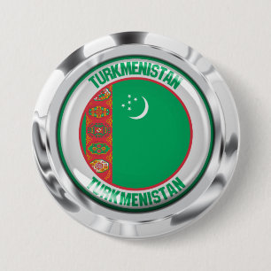 Bóton Redondo 7.62cm Emblema redondo do Turquemenistão