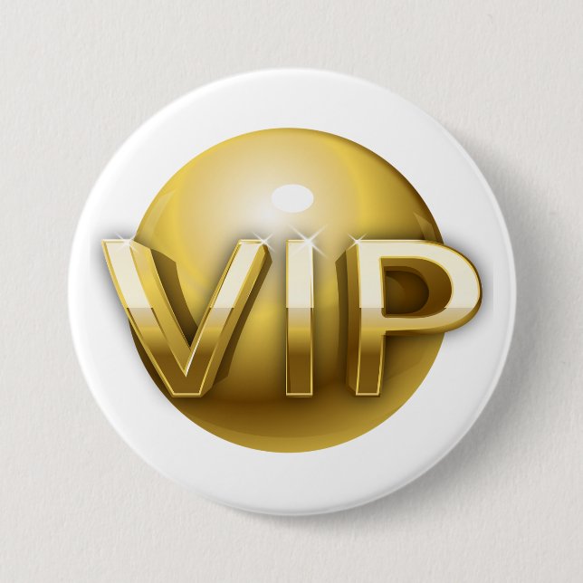 Bóton Redondo 7.62cm Emblema VIP Ouro 3D de Luxo (Frente)