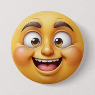 Bóton Redondo 7.62cm Emoji (Efeito 3D Amarelo Feliz)