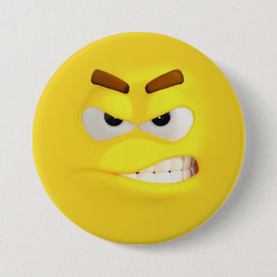 Bóton Redondo 7.62cm Emoji (Efeito 3D Amarelo Irritado)