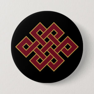Bóton Redondo 7.62cm Endless Knot Buddhist Auspicious Symbol