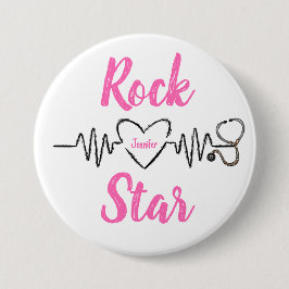 Bóton Redondo 7.62cm Enfermeira Médica Estetoscópio Personalizado de Pu