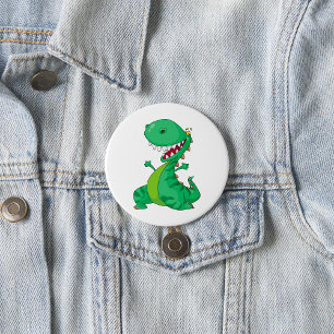 Bóton Redondo 7.62cm Engraçado Cartoon Dinossaur Roaring T-Rex