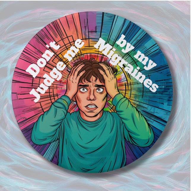 Bóton Redondo 7.62cm Enxaqueca Doença crônica enxaqueca (Criador carregado)