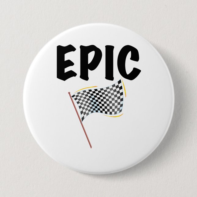 Bóton Redondo 7.62cm Epic Finish Line Checkered Racing Flag (Frente)