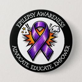 Bóton Redondo 7.62cm Epilepsy Awareness | Purple Awareness Ribbon
